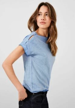 Cecil Mit Knopfdessin - T-Shirt Basic - Blau -Only Mode Winkel 0166a51cfd764016a5735d6d87416271