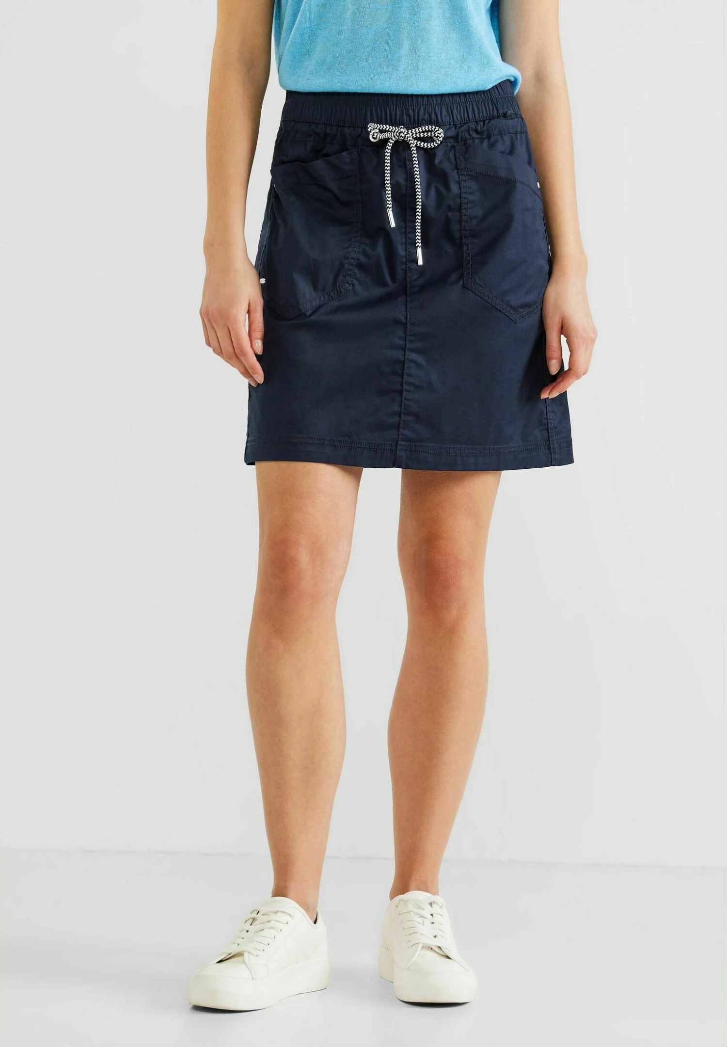 STREET ONE Unifarbener Papertouch - A-Lijn Rok - Blau 1 STREET ONE Unifarbener Papertouch - A-Lijn Rok - Blau