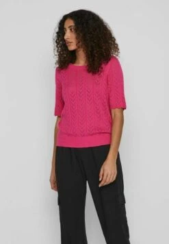 Vila Kurzärmeliges - T-Shirt Print - Pink Yarrow