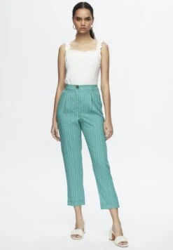 Pleated - Broek - Striped Emerald -Only Mode Winkel 02df0af052284511b18f6203d19cc797