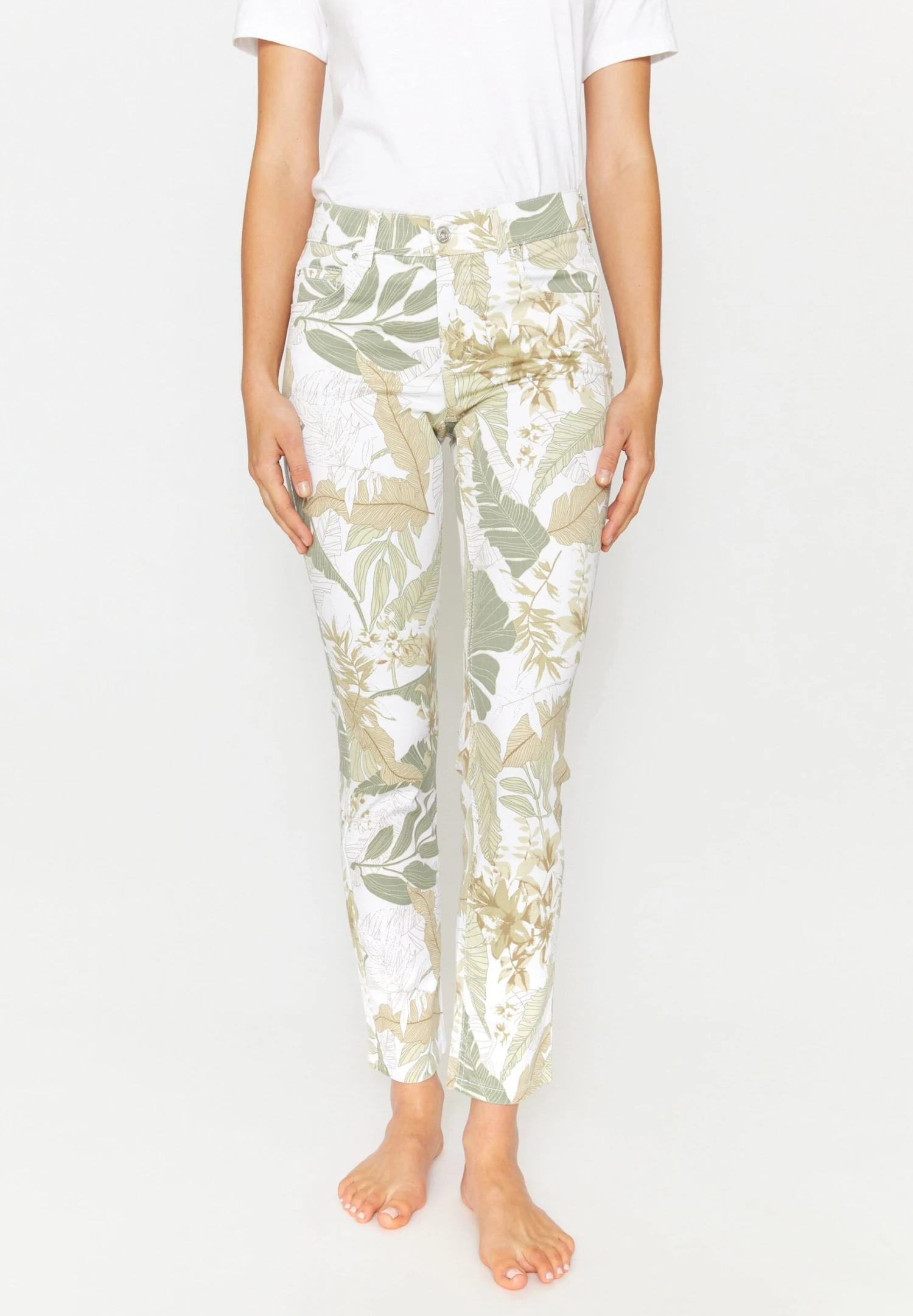 Angels Stretch Cici Mit Exotischem Floralem Allover Muster - Slim Fit Jeans - Grün 1 Angels Stretch Cici Mit Exotischem Floralem Allover Muster - Slim Fit Jeans - Grün