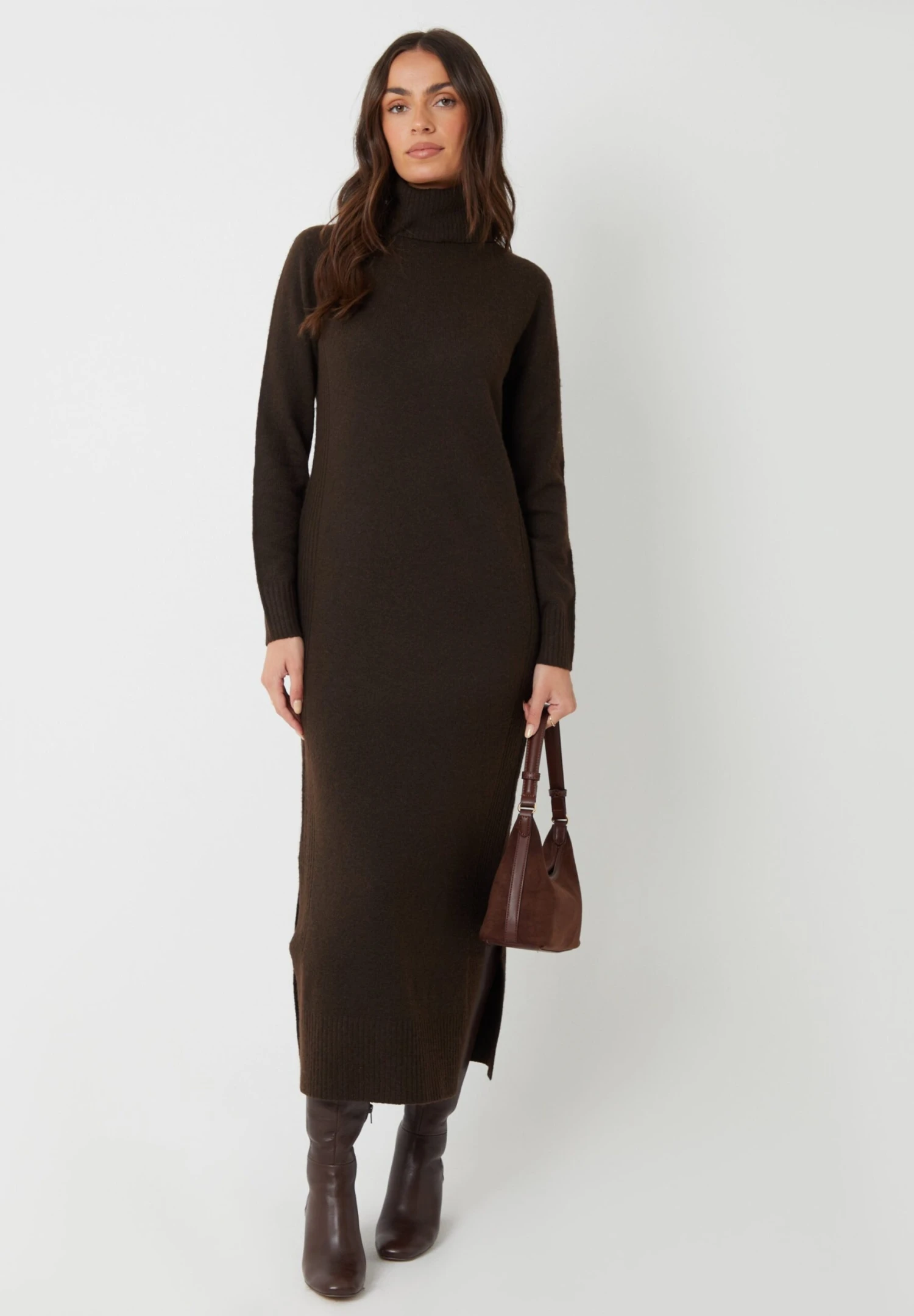 Threadbare CAPPUCINO - Gebreide Jurk - Chocolate 2 Threadbare CAPPUCINO - Gebreide Jurk - Chocolate - Afbeelding 2