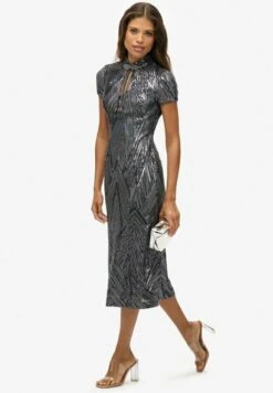 SEQUIN MIDI - Cocktailjurk - Gunmetal Deco Sequin