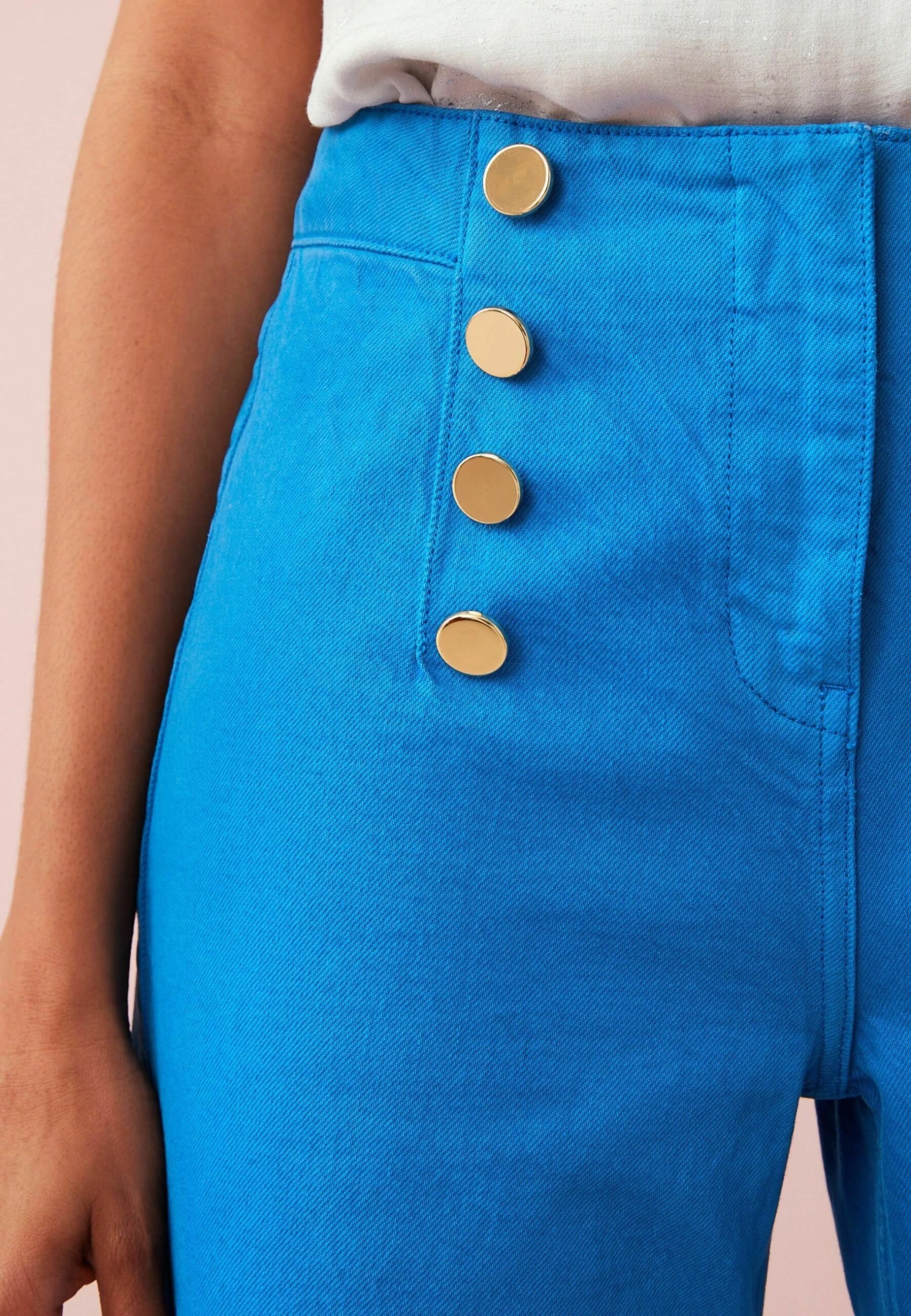 Next Gold Button Detail Standard - Flared Jeans - Blue 3 Next Gold Button Detail Standard - Flared Jeans - Blue - Afbeelding 3