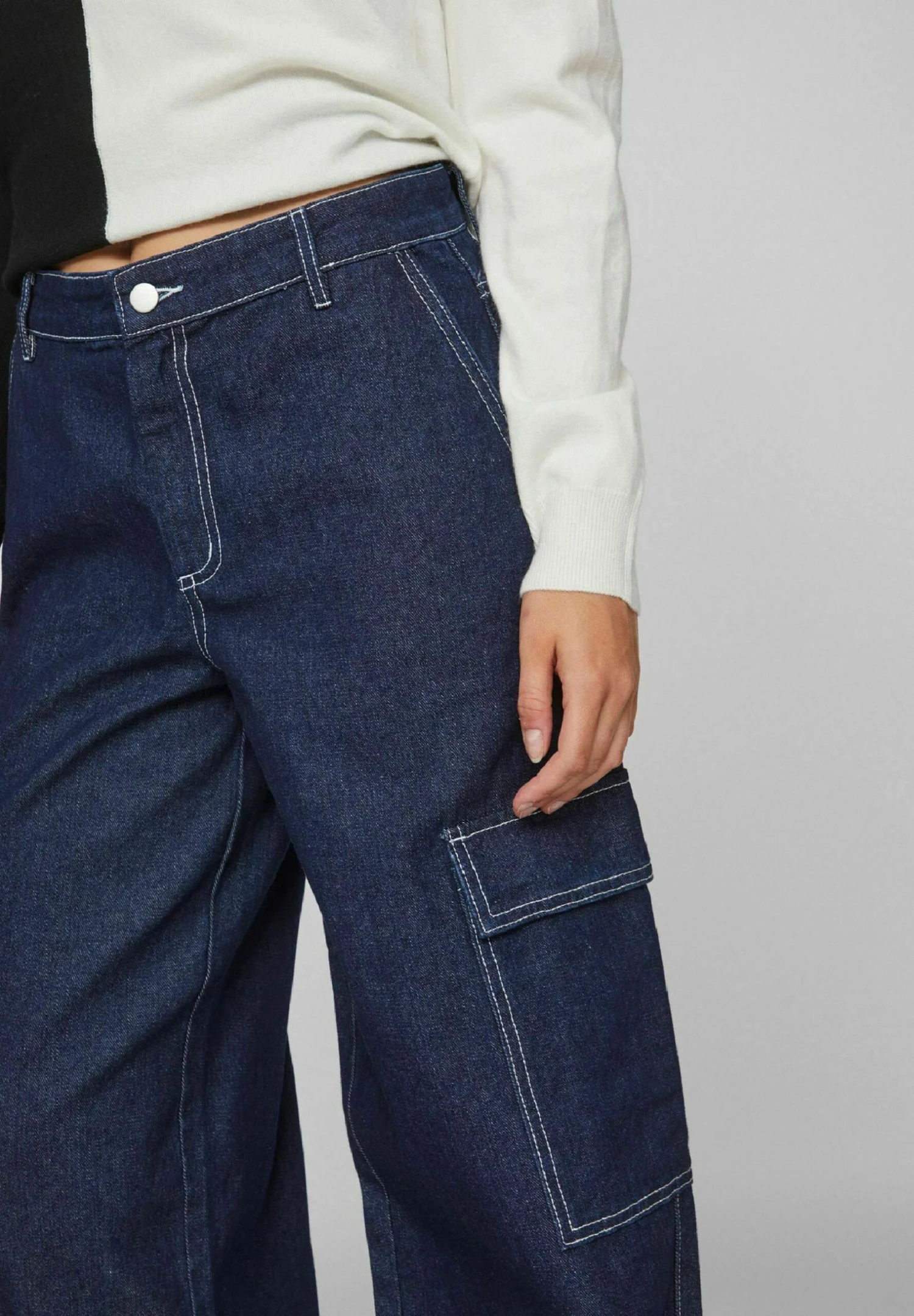 Vila Wide Cargo Look - Flared Jeans - Dark Blue Denim 4 Vila Wide Cargo Look - Flared Jeans - Dark Blue Denim - Afbeelding 4