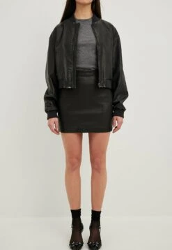 NA-KD Im Used-Look - A-Lijn Rok - Washed Black