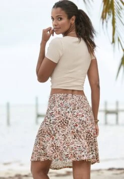 A-Lijn Rok - Creme Mauve Bedruckt -Only Mode Winkel 09c29e24eb0246e89c209ef4b3d1ddc9