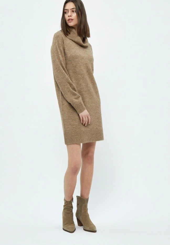 DESIRES Elis Rollneck- Gebreide Jurk - Winter Twig Sand Melange 2 DESIRES Elis Rollneck- Gebreide Jurk - Winter Twig Sand Melange - Afbeelding 2