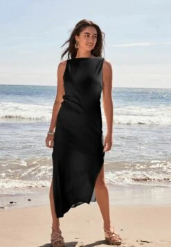 Next Ribbed Midi Standard - Jerseyjurk - Black