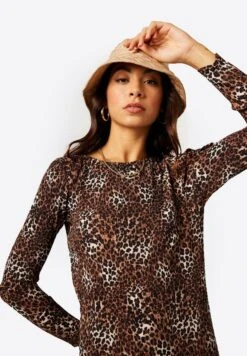 Plisse Midi Smock In Leopard - Jurk - Brown -Only Mode Winkel 0b54901334874b4b9a3cfc8491df9a6b