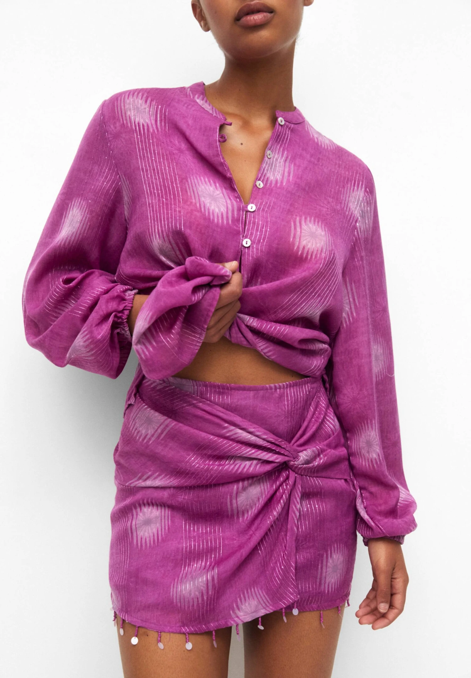 PULL & BEAR Rustic Sequinned - Wikkelrok - Pink 4 PULL & BEAR Rustic Sequinned - Wikkelrok - Pink - Afbeelding 4