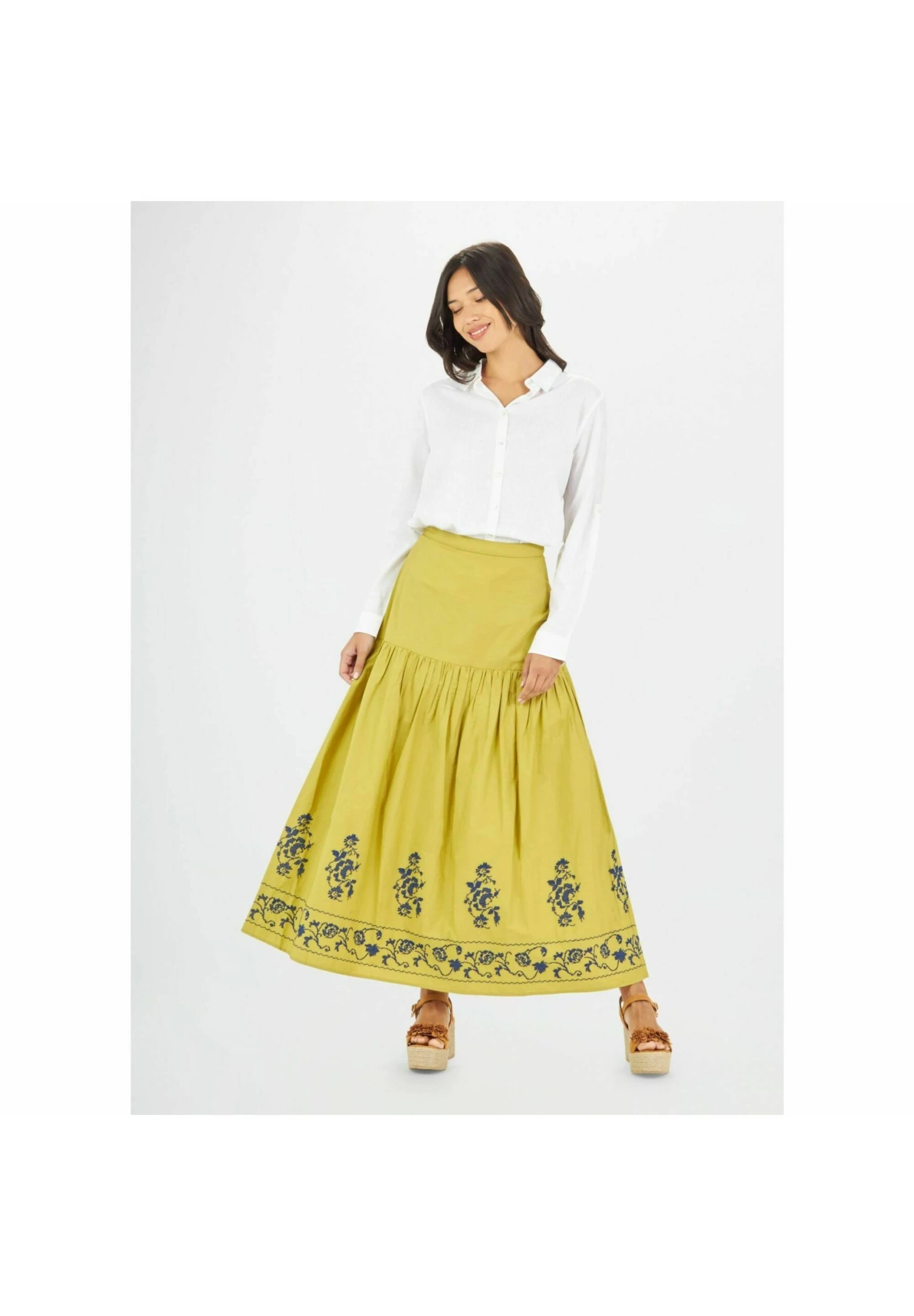 Embroidered Long - Maxirok - Verde Medio 1 Embroidered Long - Maxirok - Verde Medio