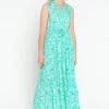 LOLALIZA With Graphic Print - Maxi-Jurk - Turquoise