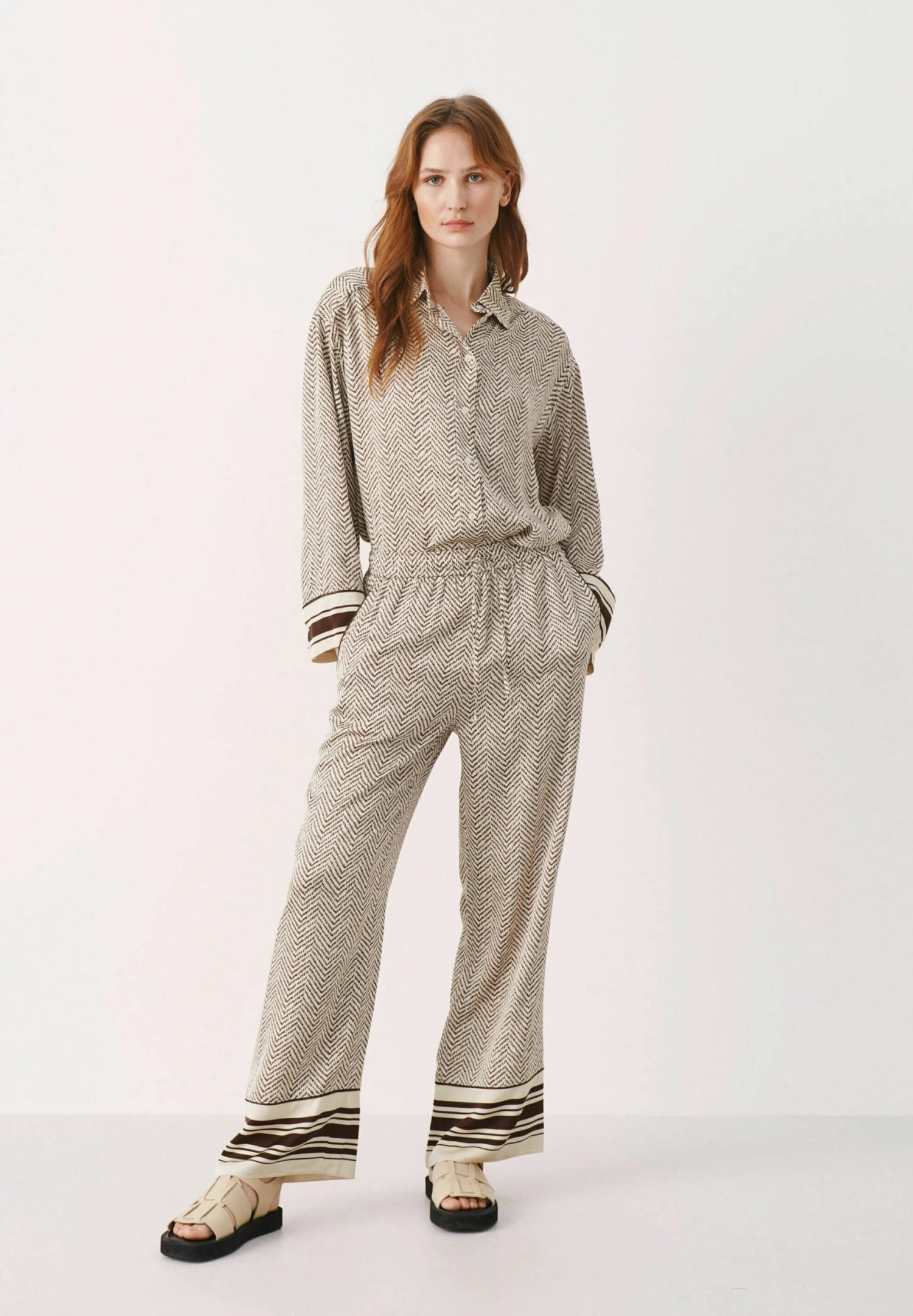 Part Two Tiaras - Broek - Chestnut Herringbone 2 Part Two Tiaras - Broek - Chestnut Herringbone - Afbeelding 2