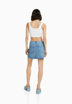 BERSHKA Vintage-Effect - Jeansrok - Dark Blue -Only Mode Winkel 0d6e557794d74a4ba7b0b4ebd9964278