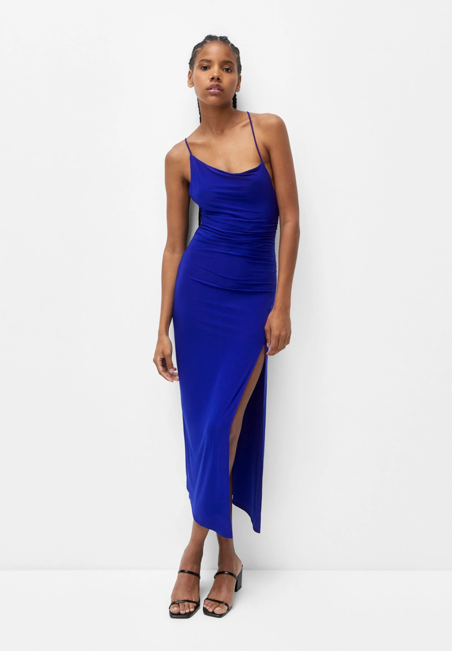 PULL & BEAR Asymmetric Midi - Jurk - Blue/Grey 2 PULL & BEAR Asymmetric Midi - Jurk - Blue/Grey - Afbeelding 2