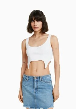 BERSHKA Vintage-Effect - Jeansrok - Dark Blue