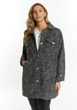 Faina Tuxe - Mantel - Schwarz Weiss Kariert