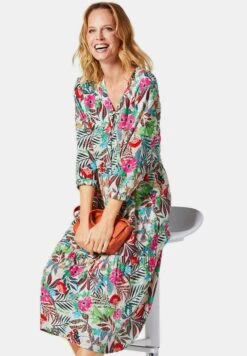 GOLDNER Jurk - Coral / Green / Patterned -Only Mode Winkel 0ee4f8038f644788b3d013092e93e5a5