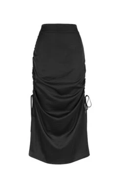 Ipekyol Regular Fit High Waist Satin Midi - A-Lijn Rok - Black -Only Mode Winkel 0f062bf6a42344749f8cd213db300bea