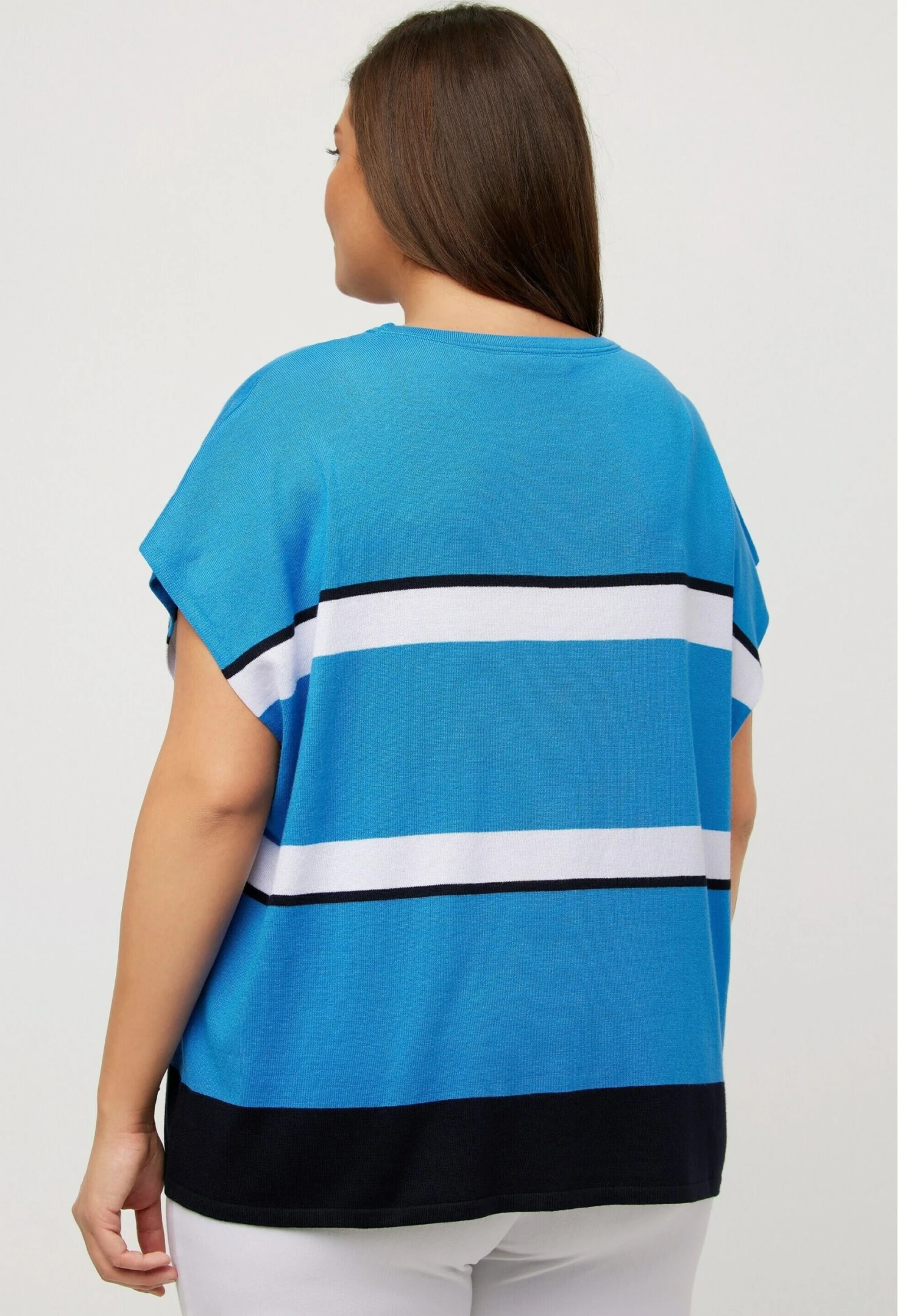 Ulla Popken Streifen Halbarm - T-Shirt Print - Stahlblau 2 Ulla Popken Streifen Halbarm - T-Shirt Print - Stahlblau - Afbeelding 2