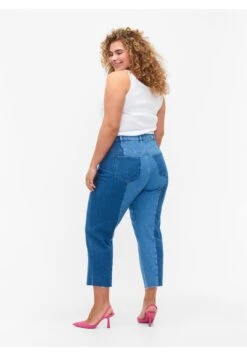 Zizzi Colorblock - Straight Leg Jeans - Blue Denim -Only Mode Winkel 10b8683df1d240d691ec39665f8c6161