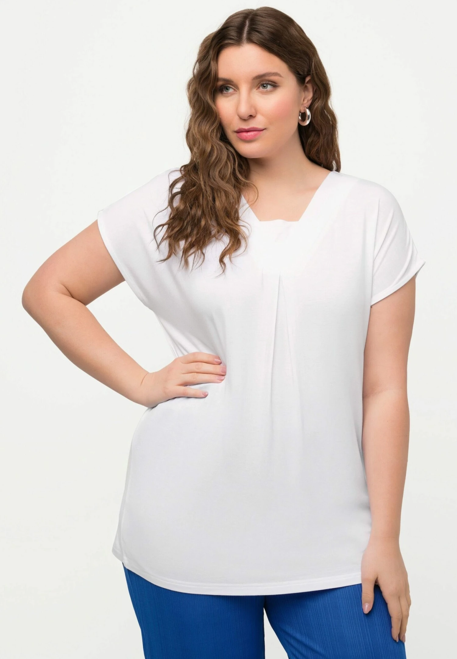 Ulla Popken T-Shirt Basic - Blanc Neige 4 Ulla Popken T-Shirt Basic - Blanc Neige - Afbeelding 4