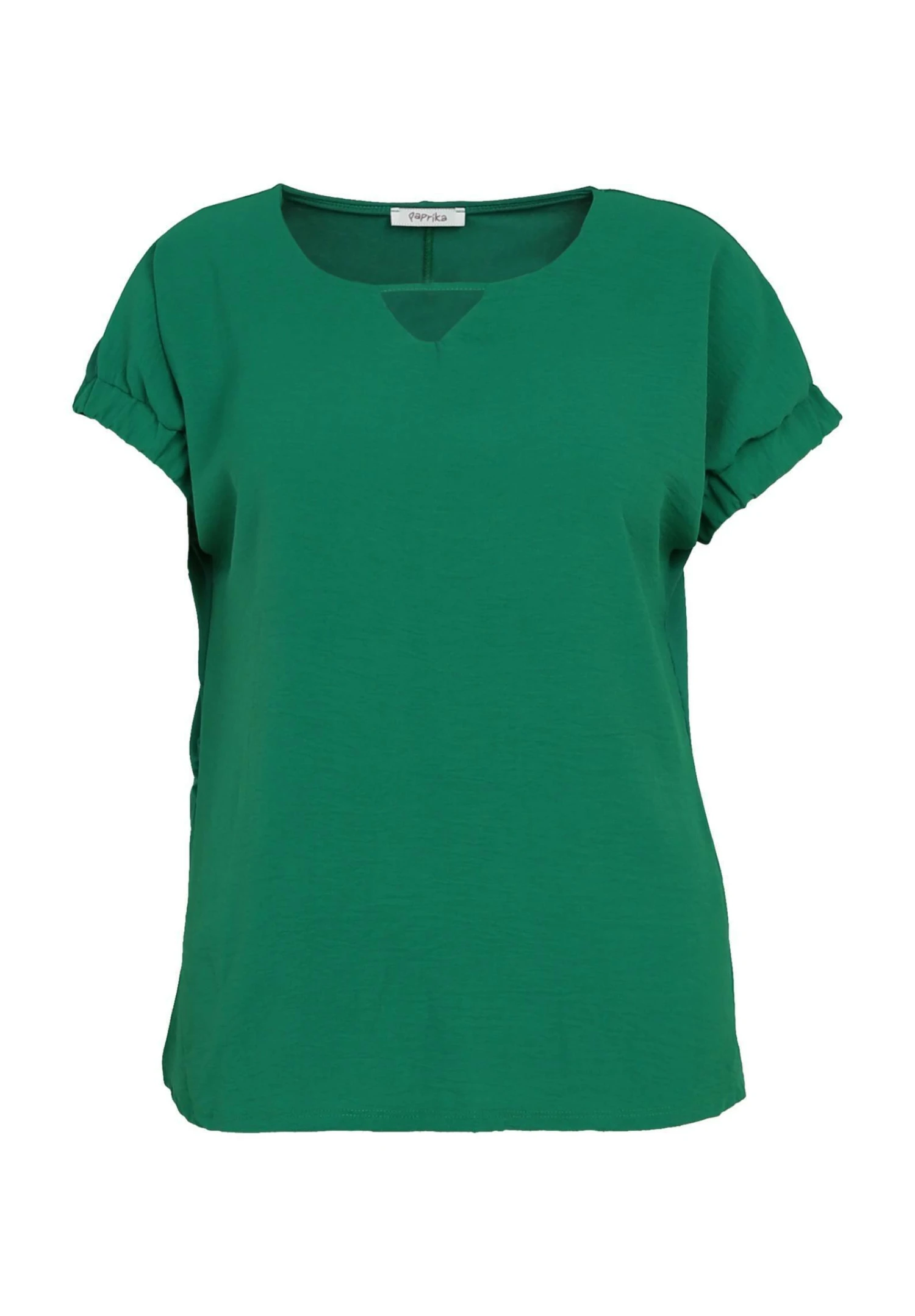 Uni Avec Découpe À L'Encolure - T-Shirt Basic - Green 10 Uni Avec Découpe À L'Encolure - T-Shirt Basic - Green - Afbeelding 10