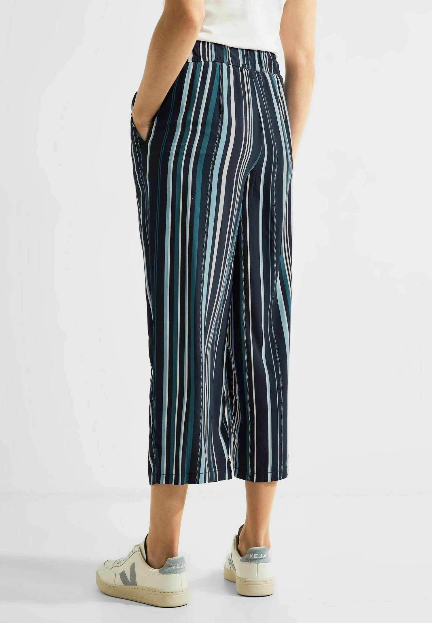 Cecil Loose Fit Mit Streifen - Broek - Blau 3 Cecil Loose Fit Mit Streifen - Broek - Blau - Afbeelding 3