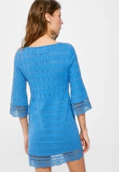 Springfield Short Structured - Gebreide Jurk - Dark Blue -Only Mode Winkel 14fa205da96a471ea7e2ba0045fd6058