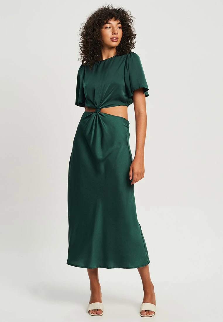 Calli Paislee Midi- Cocktailjurk - Emerald 2 Calli Paislee Midi- Cocktailjurk - Emerald - Afbeelding 2