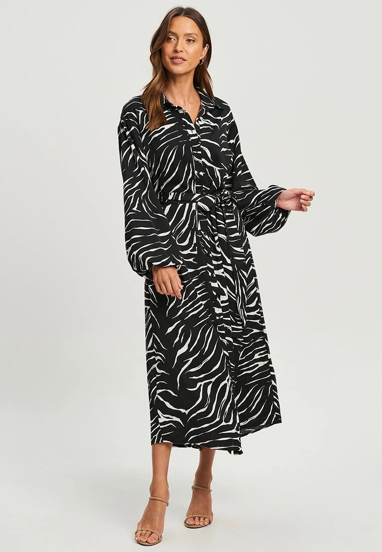 Tussah Maxi-Jurk - Black White Zebra 2 Tussah Maxi-Jurk - Black White Zebra - Afbeelding 2