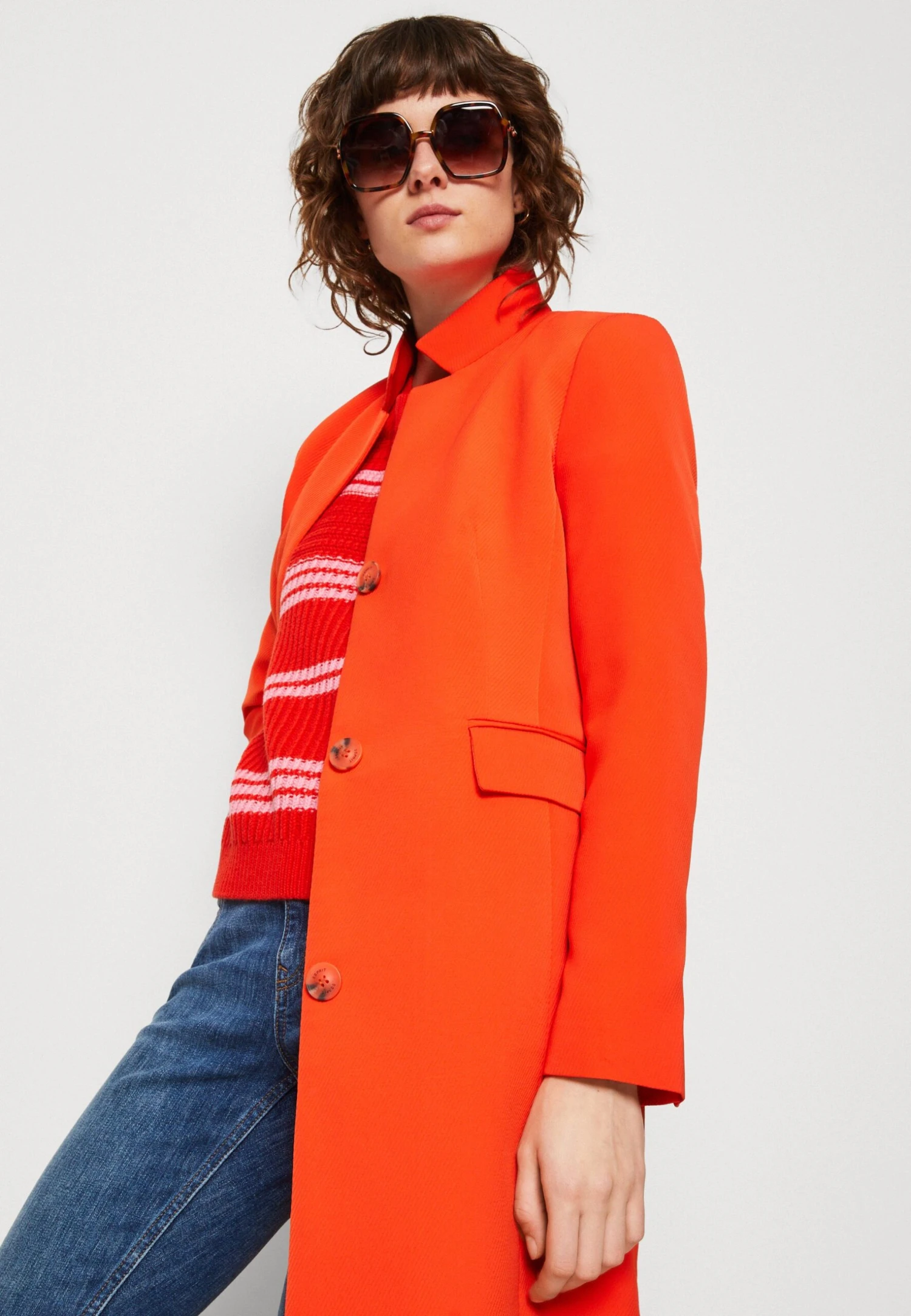 ESPRIT Fem Twill Ct - Mantel - Orange Red 4 ESPRIT Fem Twill Ct - Mantel - Orange Red - Afbeelding 4