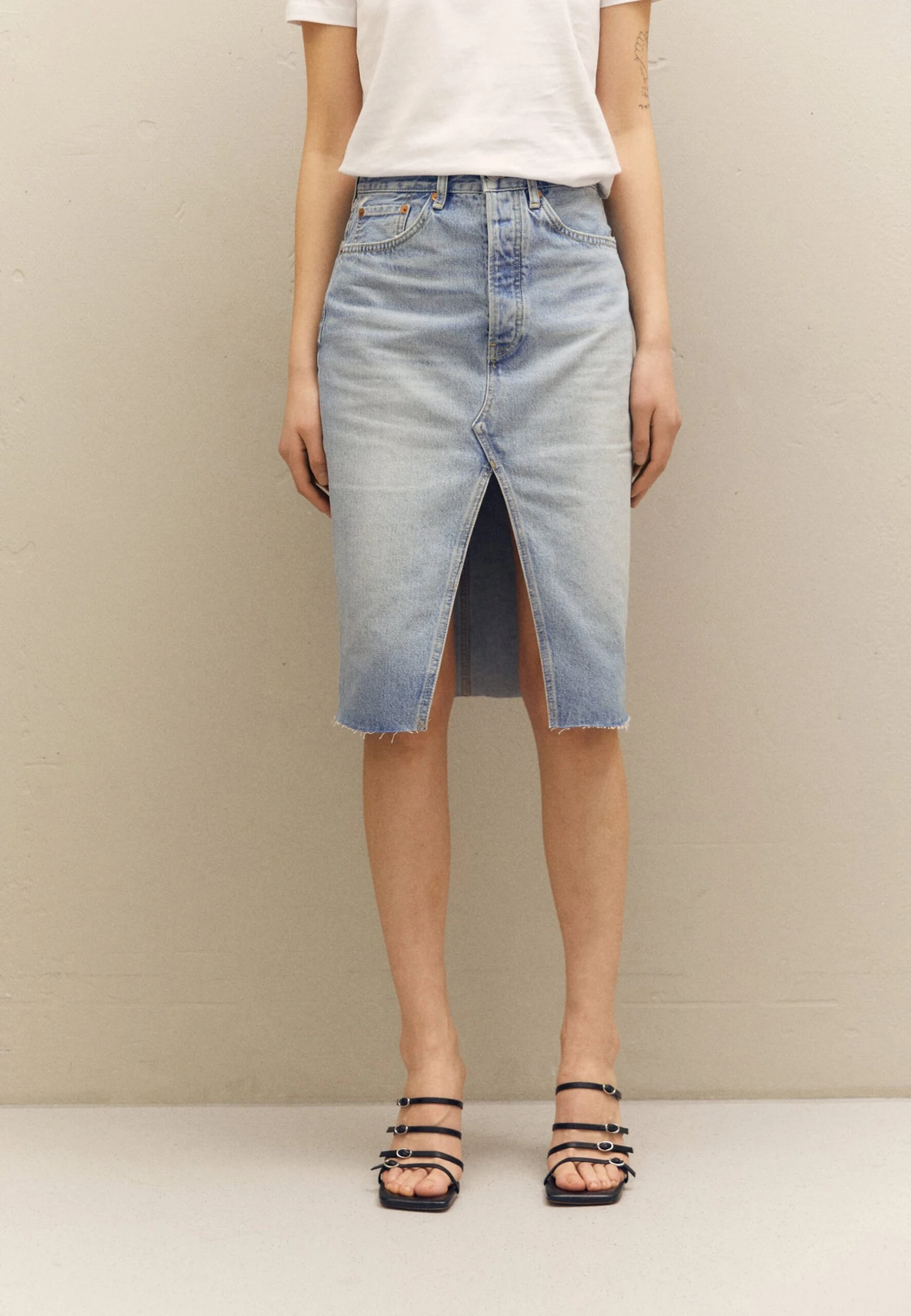 RE/DONE Midi Skirt - Kokerrok - Opal Indigo 1 RE/DONE Midi Skirt - Kokerrok - Opal Indigo