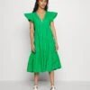 Vero Moda Petite Vmjarlotte Calf Slit Dress - Jurk - Bright Green