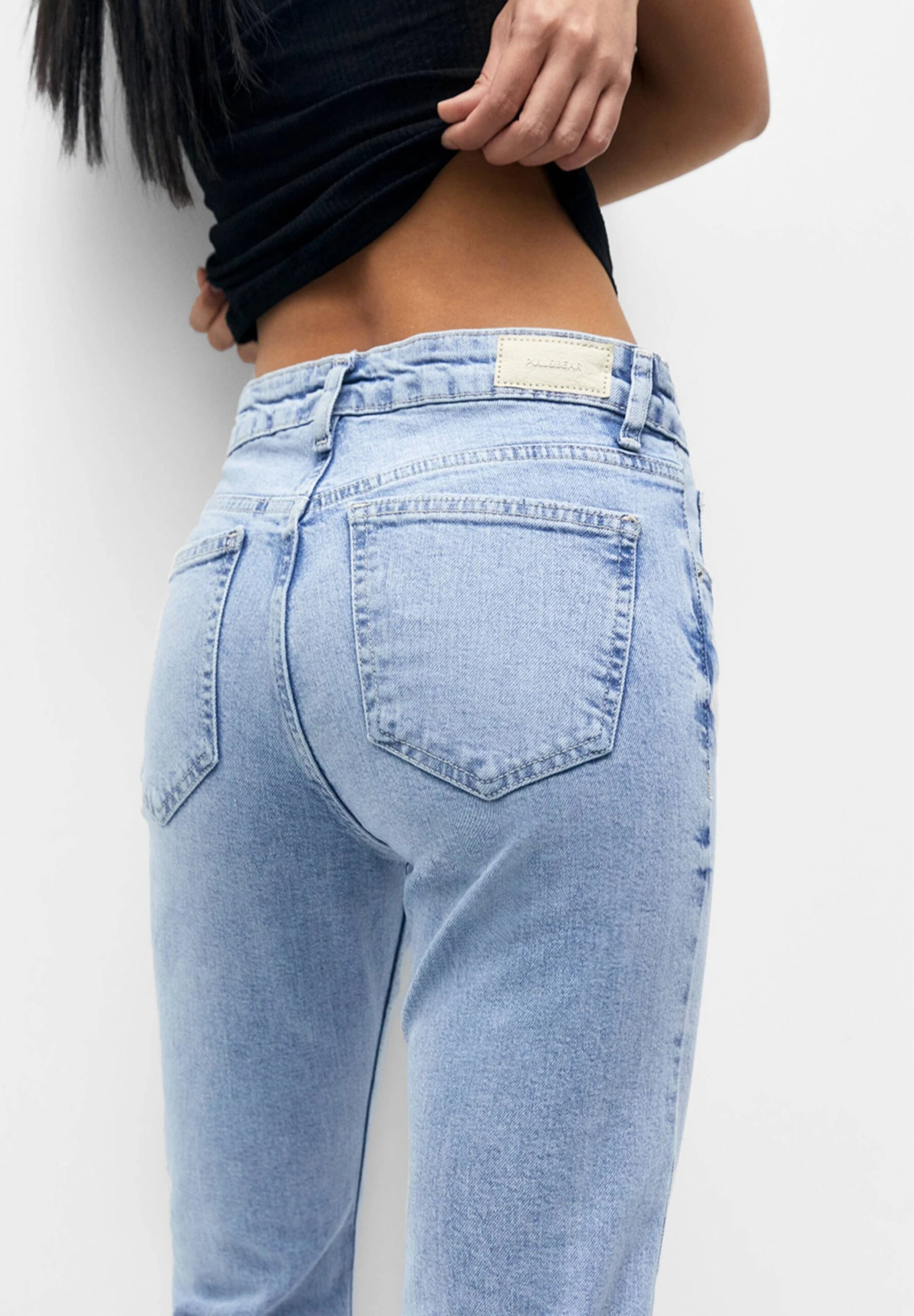 PULL & BEAR Flared High-Waist - Straight Leg Jeans - Blue Denim 4 PULL & BEAR Flared High-Waist - Straight Leg Jeans - Blue Denim - Afbeelding 4