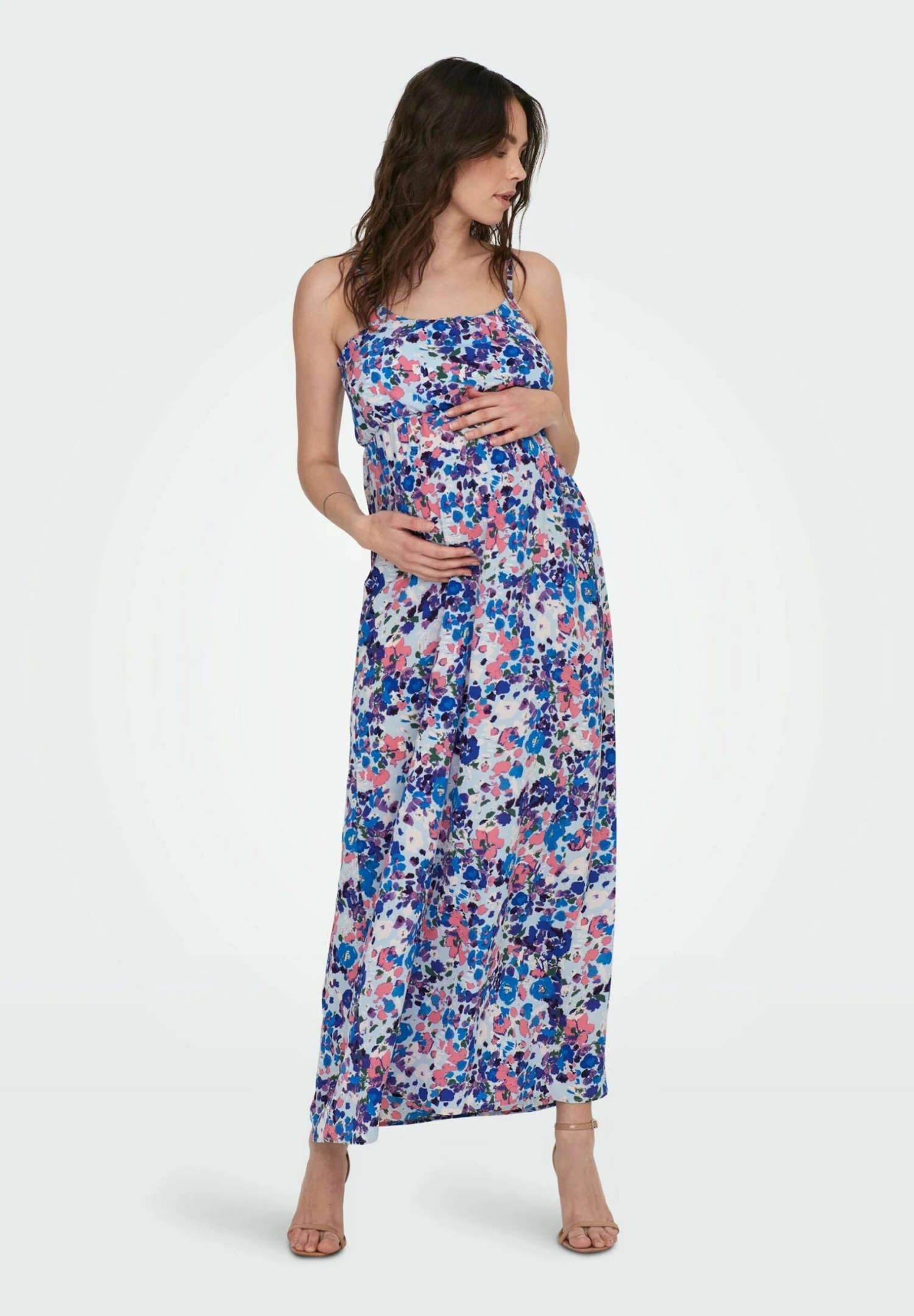 ONLY MATERNITY Mama Dessin Strap - Maxi-Jurk - Clear Sky 1 ONLY MATERNITY Mama Dessin Strap - Maxi-Jurk - Clear Sky