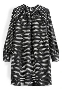 Next Long Sleeve Trim Mini Standard - Jurk - Black White Geo -Only Mode Winkel 1e328ce7c35342638685873427514360