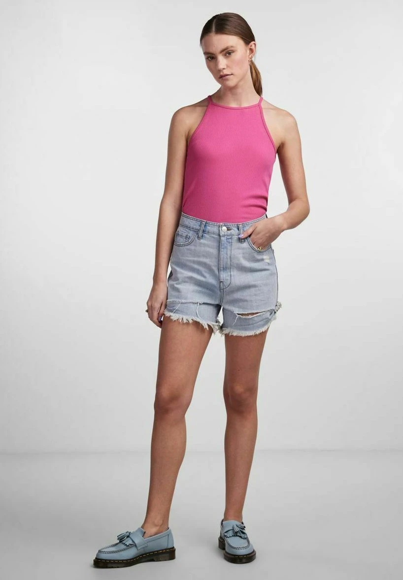 Pieces Højtaljede Pcbeach - Jeansshort - Light Blue Denim 2 Pieces Højtaljede Pcbeach - Jeansshort - Light Blue Denim - Afbeelding 2