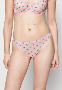 DORA LARSEN Arella Embroidered Thong - String - Bubblegum Pink