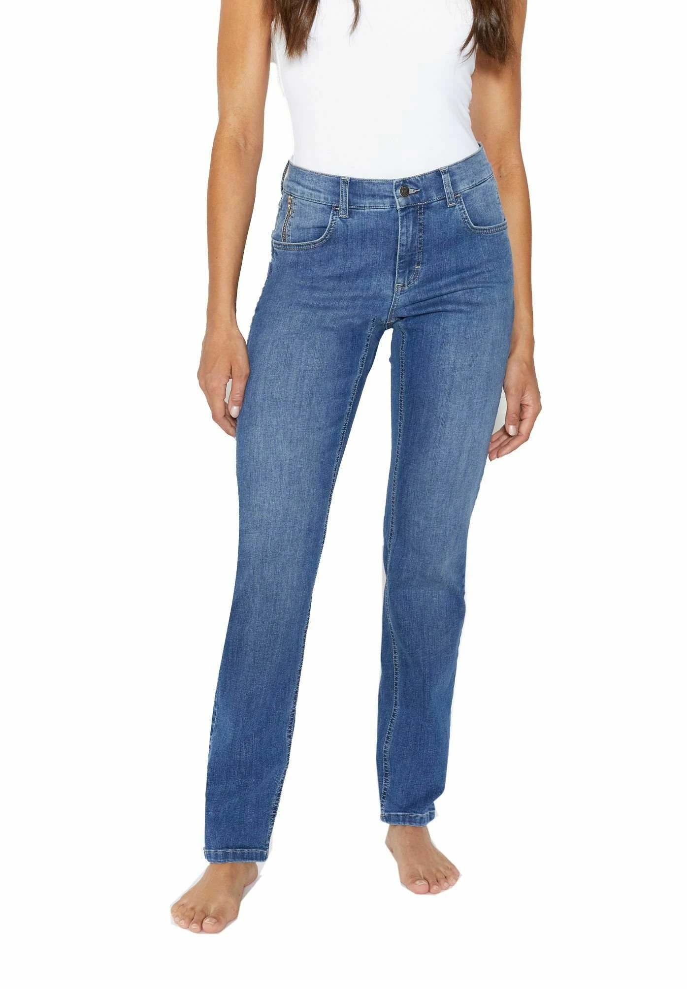 Angels 5-Pocket-Jeans 'Dolly 2.0' Mit Logo-Applikation - Straight Leg Jeans - Mid Blue Used 2 Angels 5-Pocket-Jeans 'Dolly 2.0' Mit Logo-Applikation - Straight Leg Jeans - Mid Blue Used - Afbeelding 2