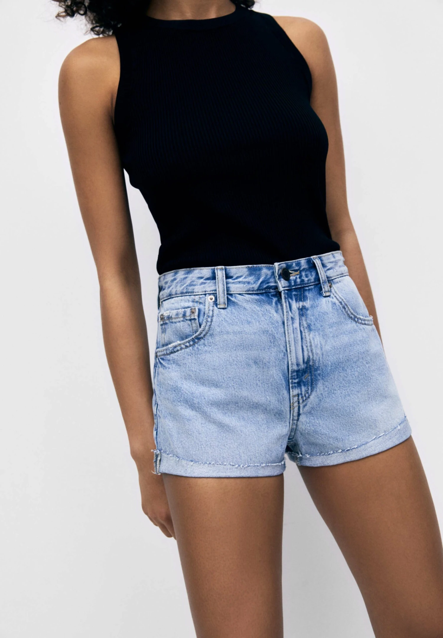 PULL & BEAR Mid-Waist - Jeansshort - Blue Denim 5 PULL & BEAR Mid-Waist - Jeansshort - Blue Denim - Afbeelding 5
