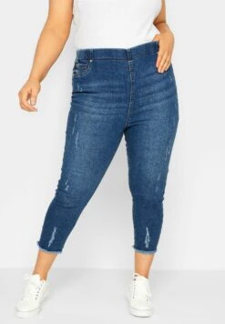 Distressed Cat Scratch - Jeggings - Blue