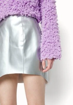 Vinyl Asymetric Mini_Skirt - Minirok - Silver-Coloured -Only Mode Winkel 25173a7c9f1447b7b8120bf6e94e3382