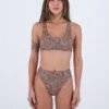 HURLEY Leopard Cross Back - Bikinitop - Brown Sugar