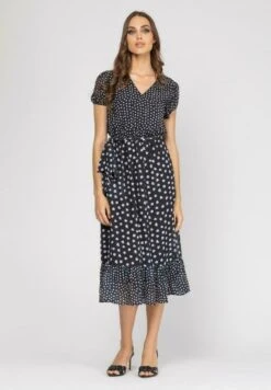 Midi Con Cintura Elástica - Jurk - Black White