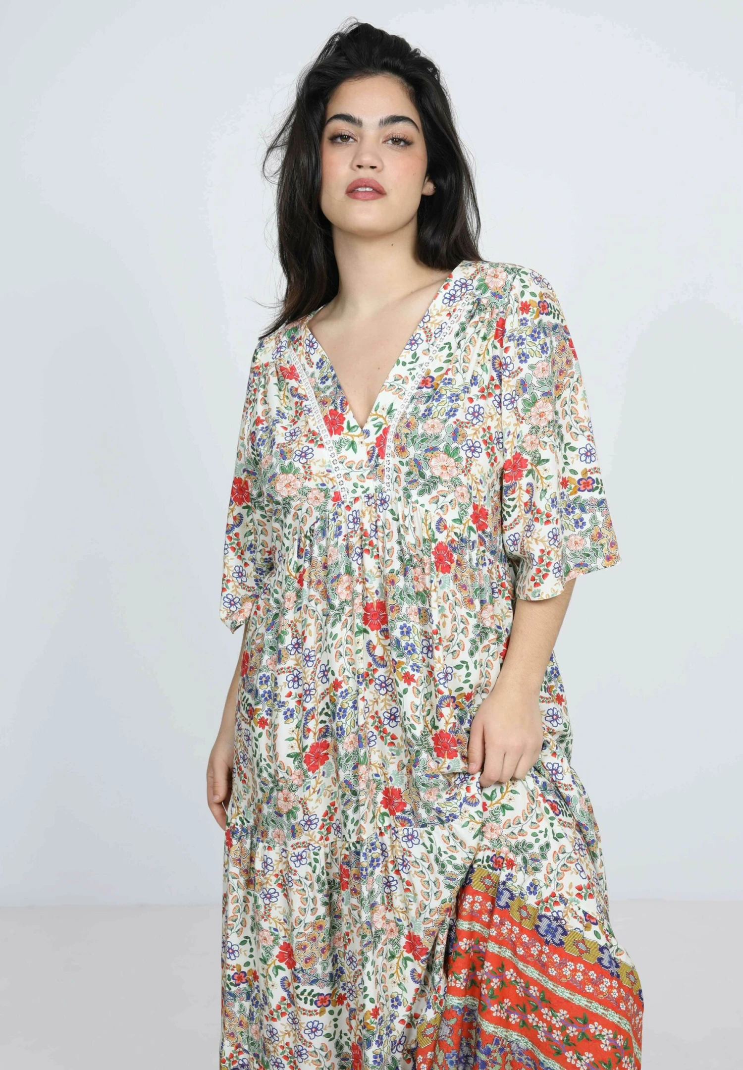 Longue De Sstyle Bohéme Motif Avec Une Base - Maxi-Jurk - Multicolore 3 Longue De Sstyle Bohéme Motif Avec Une Base - Maxi-Jurk - Multicolore - Afbeelding 3