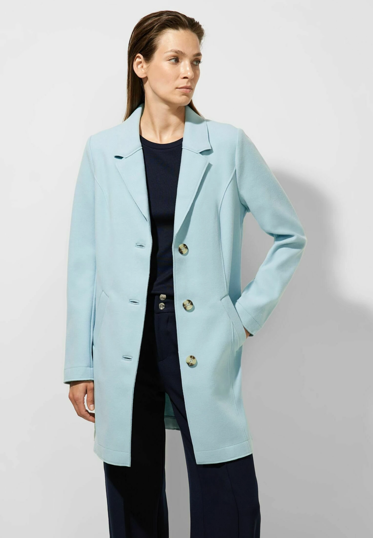 STREET ONE Cosy - Halflange Jas - Türkis 1 STREET ONE Cosy - Halflange Jas - Türkis