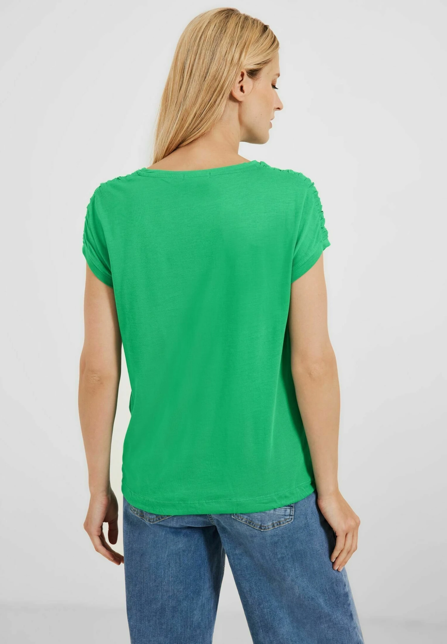 Cecil Mit Raffdetails - T-Shirt Basic - Grün 3 Cecil Mit Raffdetails - T-Shirt Basic - Grün - Afbeelding 3