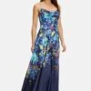 Vera Mont Abend Mit Blumenprint - Galajurk - Dark Blue Mint